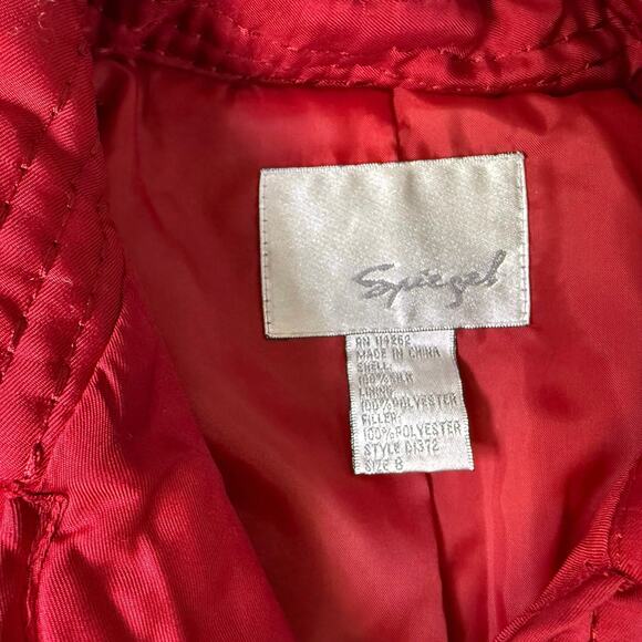 Vintage Spiegel Red Quilted Jacket Women’s Size 8 – Short Coat - Picture 4 of 7